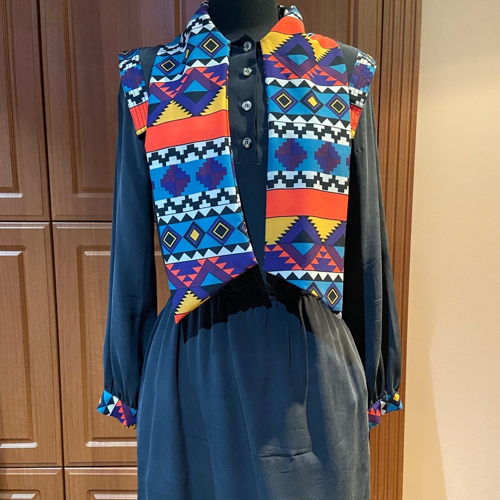 Whitney Eve 1980s Inspired Silk Dress with Bow Tie
